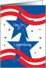 Graduation for Navy JAG, Patriotic Stars & Stripes card