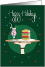 Christmas Happy Holidays for Waitress or Waiter, Food & Drink Tray card