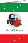 Christmas for Construction Worker, Front Loader and Holly card