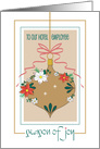 Christmas for Hotel Employee, Season of Joy Gold Floral Ornament card