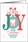 Hand Lettered Christmas for Dentist, Joy with Ornament and Tooth card