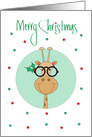 Christmas to Eye Care Specialist, Giraffe in Glasses with Holly card