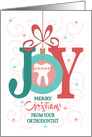 Christmas Joy from your Orthodontist, Glistening Tooth with Sparkles card