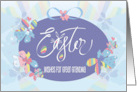 Hand Lettered Easter for Great Grandma Floral Lavender Easter Egg card