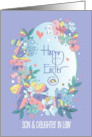 Easter for Son & Daughter in Law Floral Egg with Patterned Flowers card