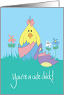 Easter with Chick in Striped Easter Egg, You’re a Cute Chick card