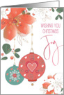 Hand Lettered Christmas Wishing You Christmas Joy with Ornaments card