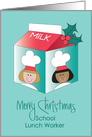 Christmas for School Lunch Worker, Milk Carton with Holly card