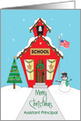 Christmas for Assistant Principal, Decorated Red Schoolhouse card