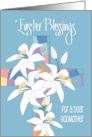 Easter for Dear Godmother Stained Glass Cross with White Easter Lilies card