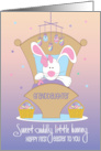 1st Easter for Granddaughter White Bunny in Cradle with Egg Mobile card
