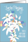 Easter for Mom and Dad Easter Blessings Floral Stained Glass Cross card