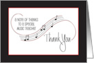 Hand Lettered Thank you to Music Teacher with Curved Staff and Notes card