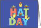National Hat Day, Birds in Floral Spring Bonnets & Millinery Display card