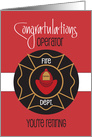 Retirement Congratulations for Operator, with Red Fire Helmet card