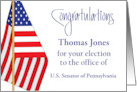 Election Congratulations with U.S. Flag and Custom Name and Office card