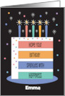 Colorful Rainbow Stacked Sparkling Birthday Cake with Custom Name card