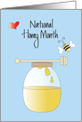 National Honey Month, Jar of Honey with Honeybee and Heart card