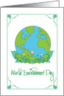 World Environment Day, with Earth Growing Leaves & Flowers card