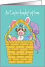 Easter Basket with Dog in Bunny Ears, Easter Basket of Love card