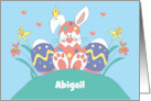 Easter Bunny in Pink Polka Dot Egg for Girl, with Custom Name card