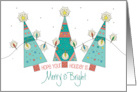 Hand Lettered Happy Holidays Stylized Christmas Tree with Hearts card