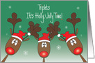 Christmas for Triplets, It’s Holly Jolly Time with Three Reindeer card