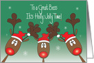 Christmas for Great Boss, It’s Holly Jolly Time with Reindeer card