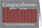 Congratulations to Certified Mason, Brick Wall, Trowel & Cement card