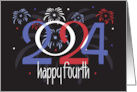 Hand Lettered Fourth of July 2024 Red White, Blue Firework Explosions card