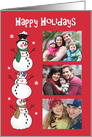 Christmas Trio of Custom Photos, with Three Stacked Snowmen card