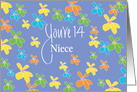 Birthday for Niece, You’re 14 with Bright Colored Flowers card