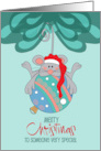 Hand Lettered Christmas Mouse with Ornament Beneath Christmas Tree card