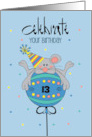 Celebrate Your Birthday Mouse on Decorated Balloon with Custom Age card