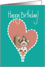 Birthday with Shih Tzu, Dog Holding Heart inside of a Heart card