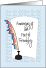 Anniversary of Pen Pal Friendship, Plume Pen & Paper card