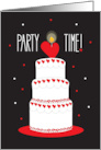 Valentine’s Birthday Party Time Invitation Stacked Heart-Filled Cake card