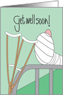 Get Well Soon Following Surgery, Foot in Cast and Crutches card