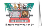 Thanks for Volunteering at Zoo, Zoo Animals in Convertible card