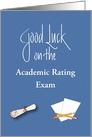 Good Luck on Customized Exam, Rolled Diploma & Papers card