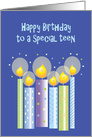 Birthday for Teen Boy, Patterned Candles with Confetti card