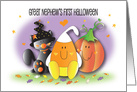 1st Halloween Great Nephew, Black Cat, Pumpkin & Candy Corn Man card