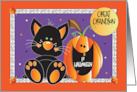 1st Halloween for Great Grandson Black Cat and Jack O Lantern card