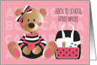 Back to School for Great Niece Bear with Polka Dot Backpack and Bow card