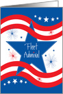 Military Promotion Fleet Admiral, Rolling Patriotic Stripes & Stars card