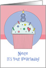 Birthday for 8 Year old Niece, Cupcake with Sprinkles & 8 Candle card