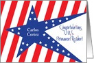 Congratulations Permanent Resident, Stars & Stripes Custom Name card