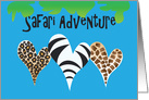 Safari Adventure Trip Good Wishes, Trio of Hearts & Animal Prints card