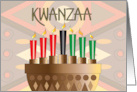 Kwanzaa with Candle-Filled Kinara with Red Green and Black Candles card