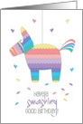 Birthday with Colorful Rainbow Piata with Wrapped Candy and Hearts card